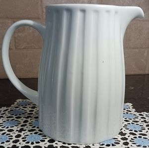 Crate and Barrell white ribbed pitcher 40 oz